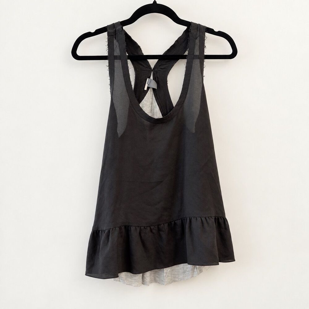 {Sparkle & Fade} scoop-neck ruffle-hem tank top, S